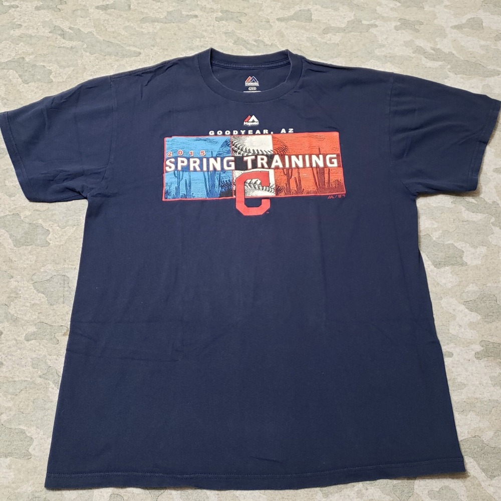 Spring Training Cactus Shirt Mens Large Blue Majestic‎ Short Sleeve